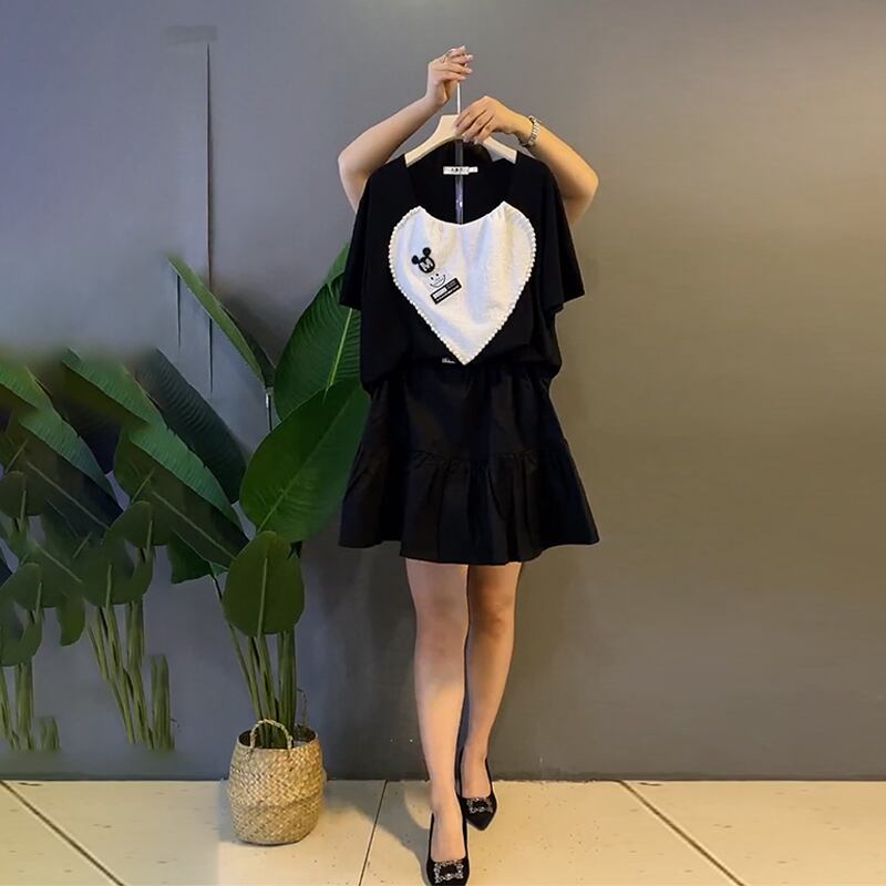 トップス サマードレス Tシャツ 大きめサイズ 夏物 ミックスインファッション85774040839