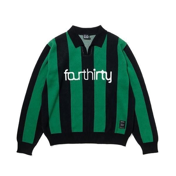 fourthirty】L/S STRIPE JERSEY KNIT POLO カットソー ニット【430