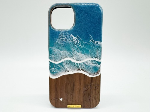 Blue coast/wood×resin wave case(walnut)