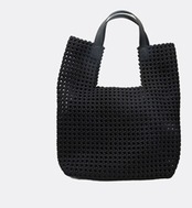 サテン素材透かし編みトートバッグ