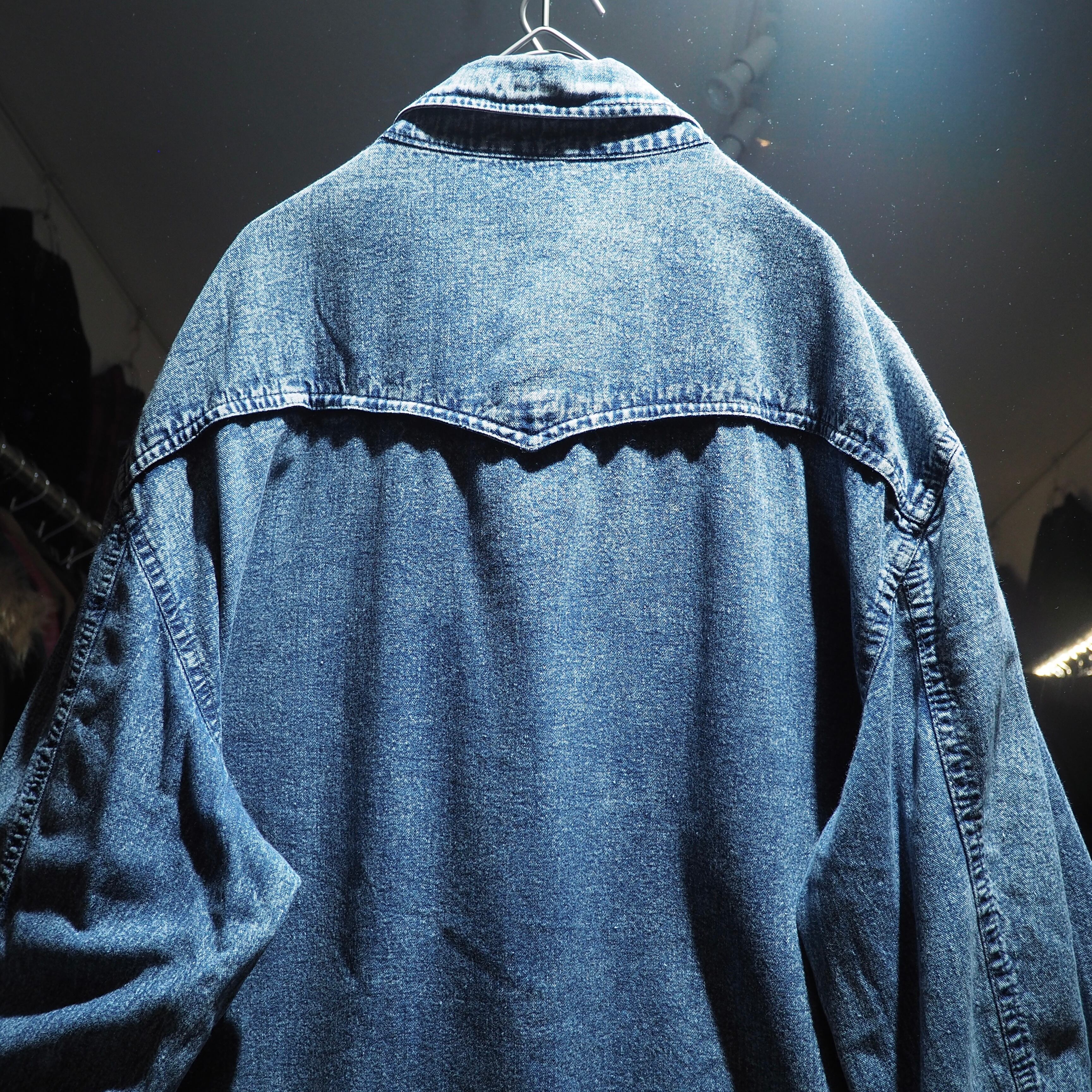 1980 - 90s " United States Of America " Eagle Embossed vintage loose Denim shirt