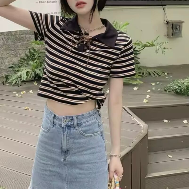 リボンボーダーポロシャツ