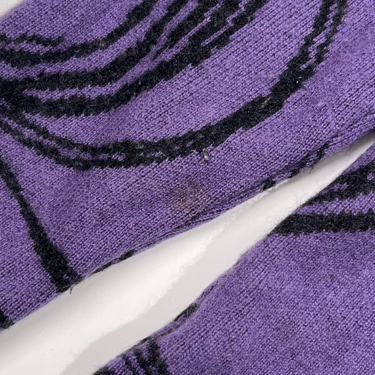 カシミヤ100% ALT MODER アルトモーダー デザイン ニット カーディガン M~L/パープル×ブラック レディース