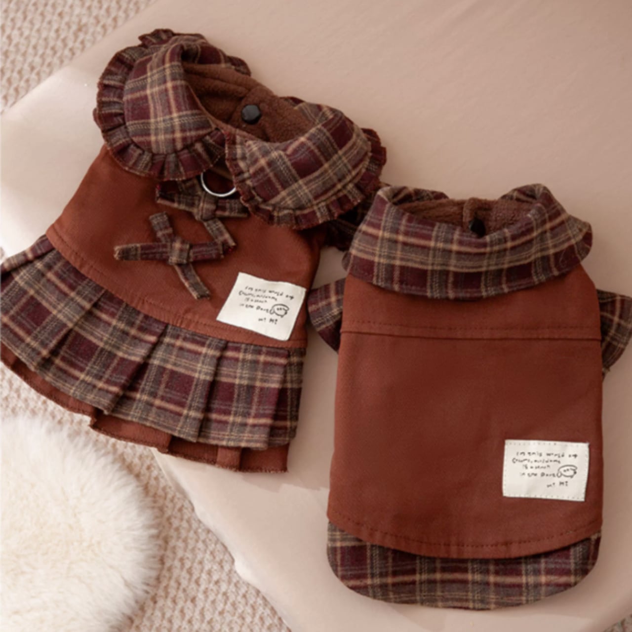 ブリティッシュチェックワンピース/ベスト♡0246
