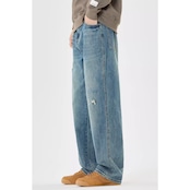 ダメージ加工 ワイドレッグ デニムパンツ af0491