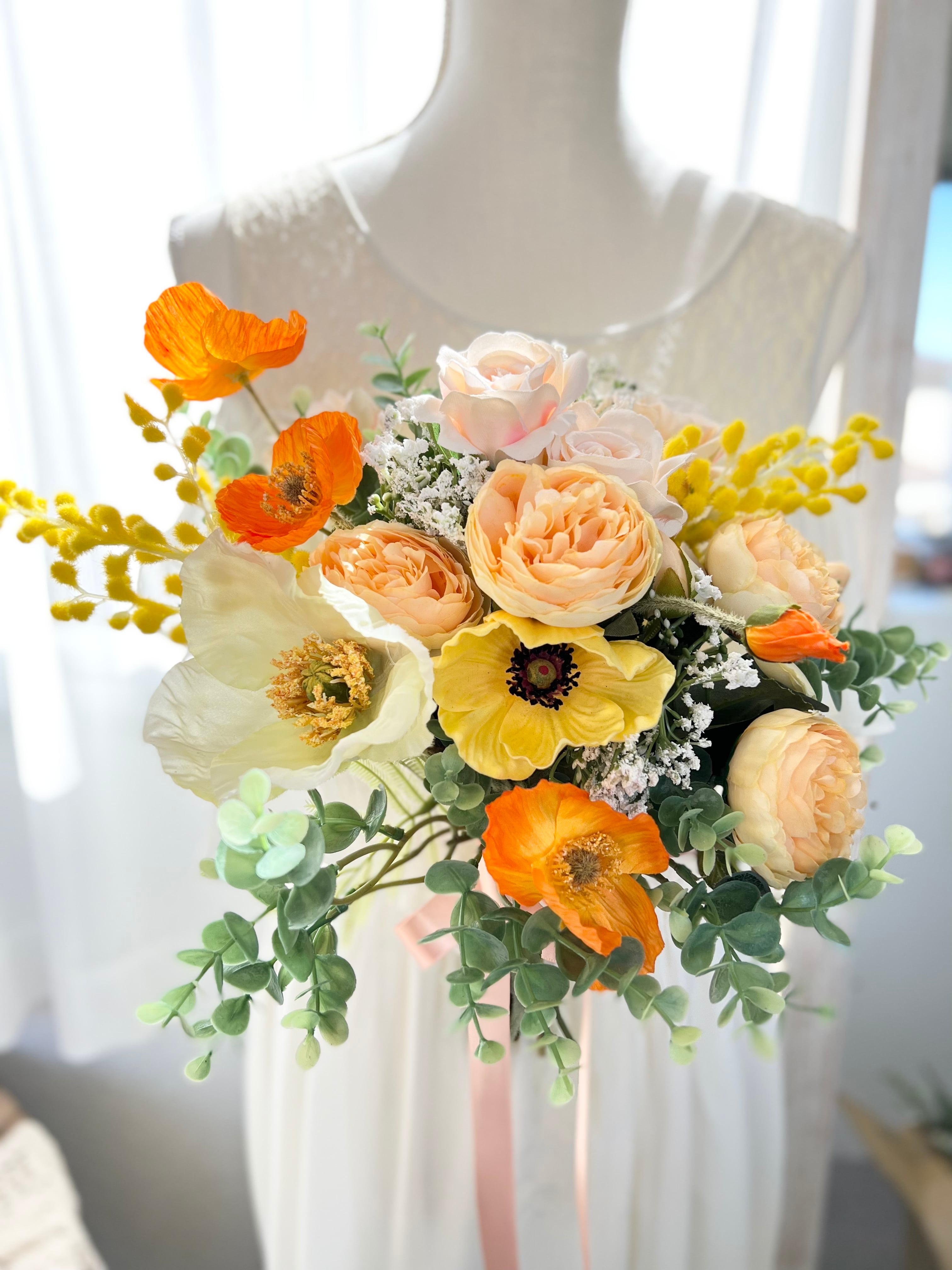 オレンジバラ×ポピークラッチブーケ☆ | houkiboshi