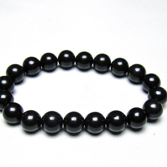シュンガイト ブレスレット 10mm 一点物 メール便可 111-49702