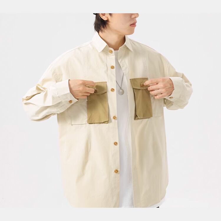 ★RETRO CONTRAST COLOR POCKET SHIRT　　　A0772