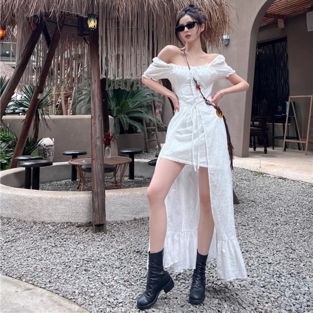 予約販売】ワンピース レディース ミニワンピ ロングワンピース 足見せ