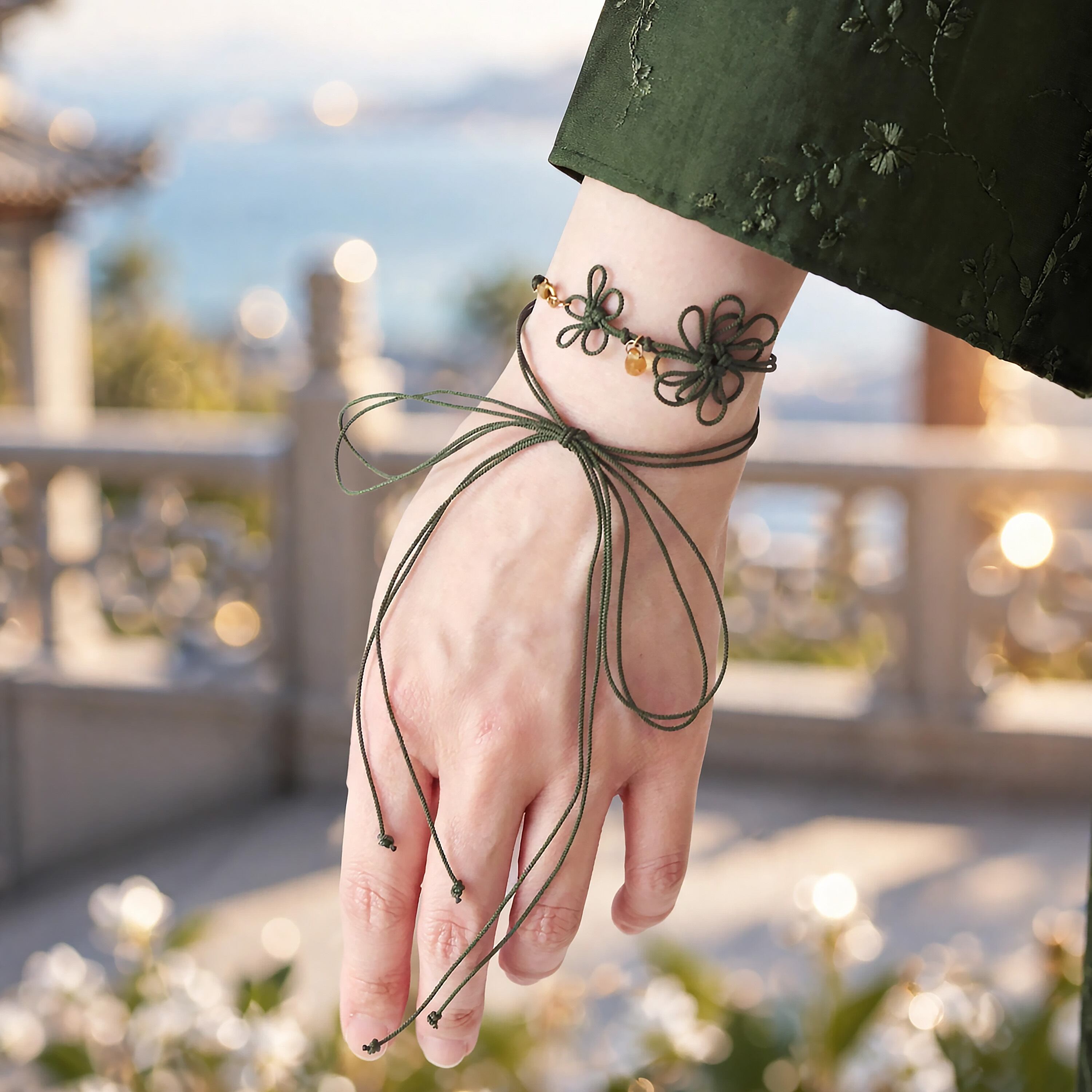飾り結びブレスレット「君花奏」【軽量】浴衣・着物・フォーマル華やぐ二重巻。
