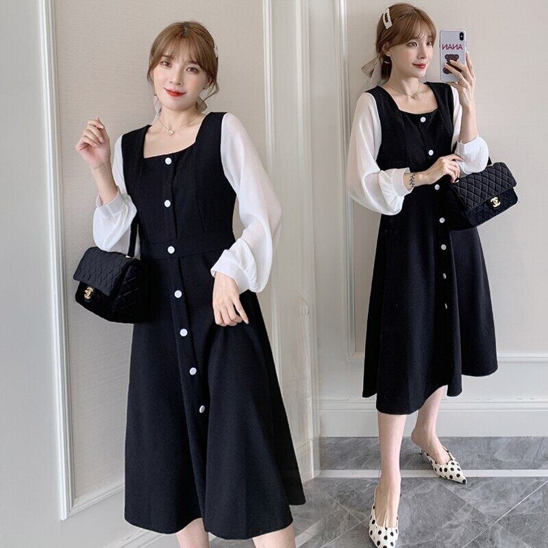 【新作】【送料無料】 9559＃マタニティ服春秋看護長袖イージーマッチングルーズスタイリッシュドレス妊婦ママドレス ロング スプリング 春物 オータム 秋物 AL expec330403447488