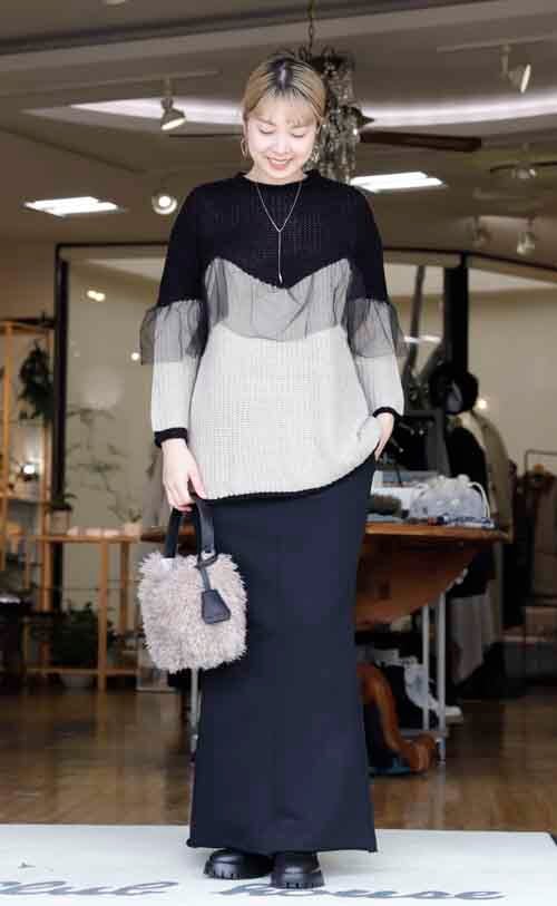 24-1250939 チュール重ねのバイカラーセーター #SEVEN SENSE