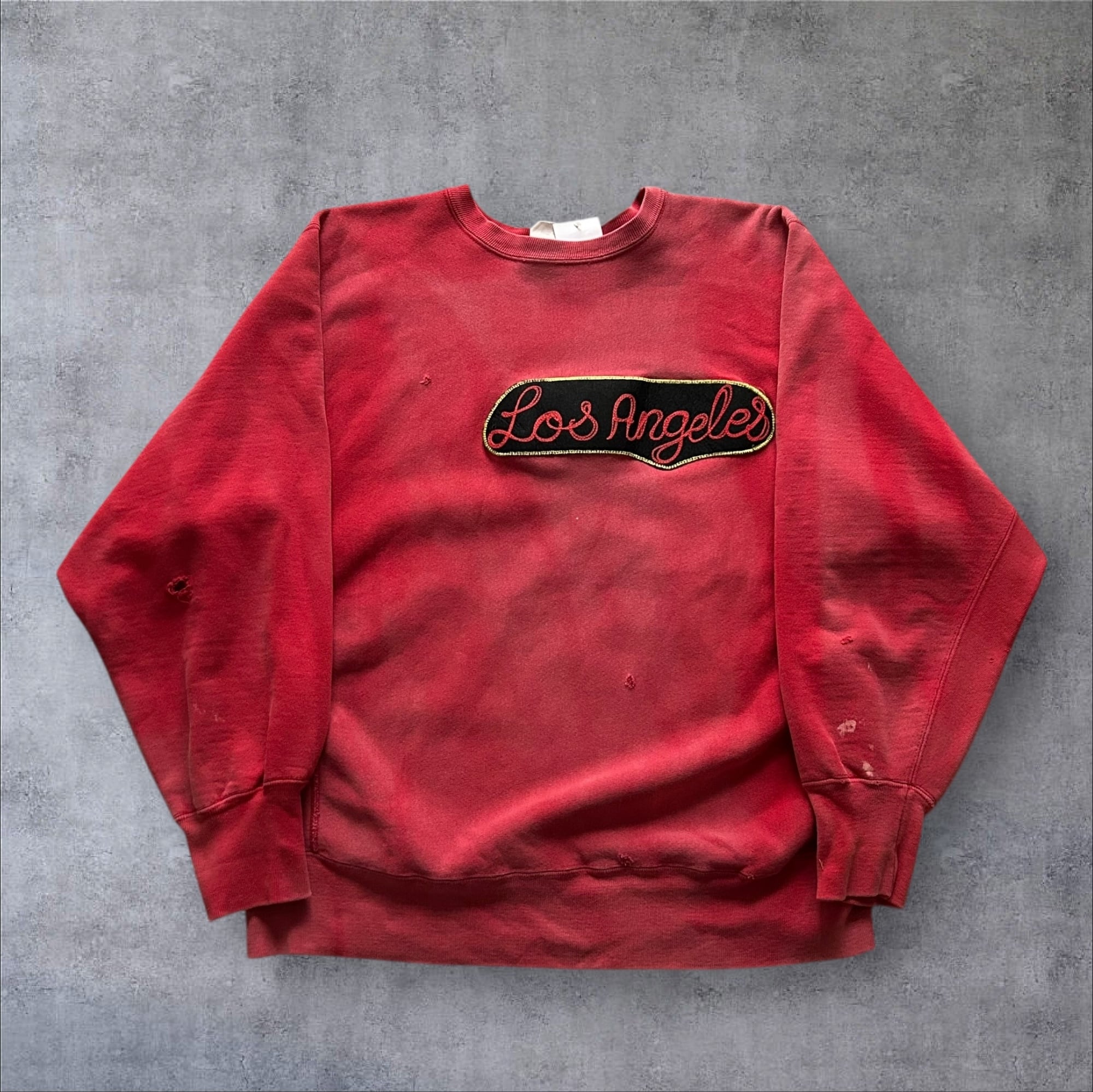 1980s Champion "Los Angeles" Wappen Custom Sunfade R/W Sweat【高円寺店】