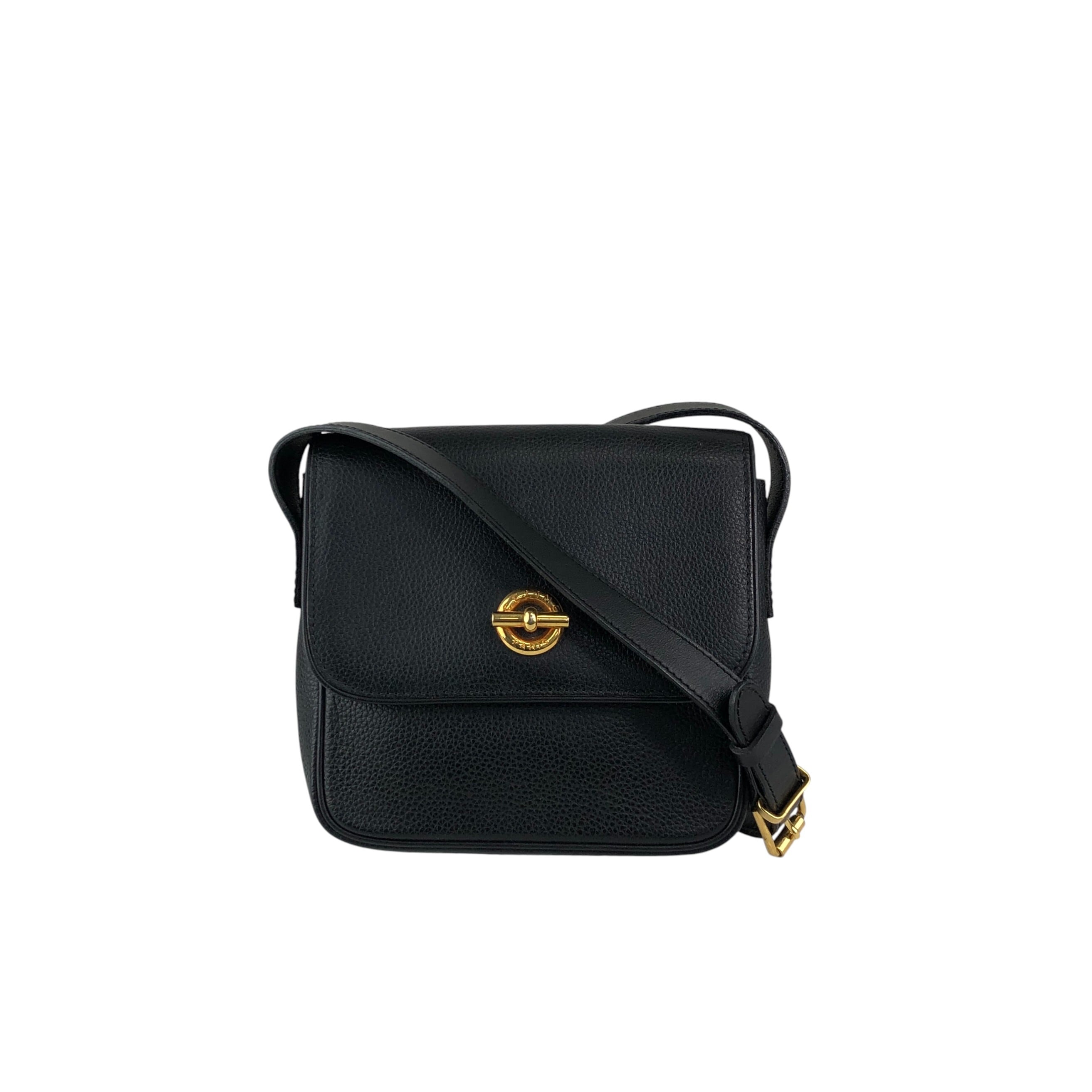 CELINE セリーヌ ショルダーバッグ ブラック マンテル レザー vintage