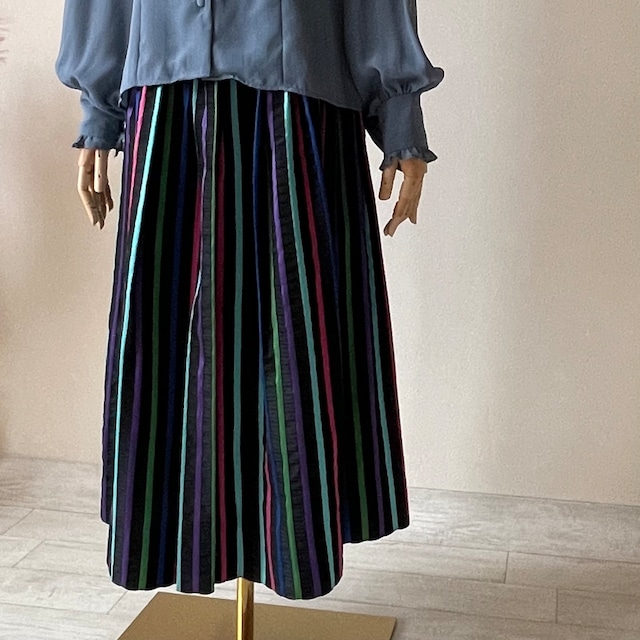 1950〜60s Vintage Strips Pattern Skirt  W36