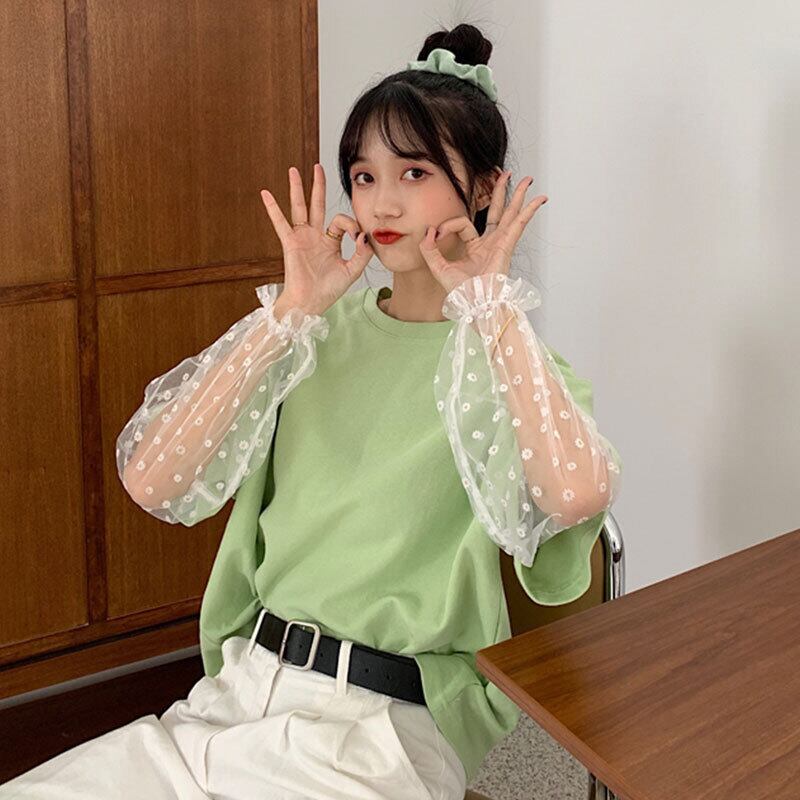 Tシャツ サマーメッシュルーズトップス 夏物 ステッチ 萌量不足52087650157