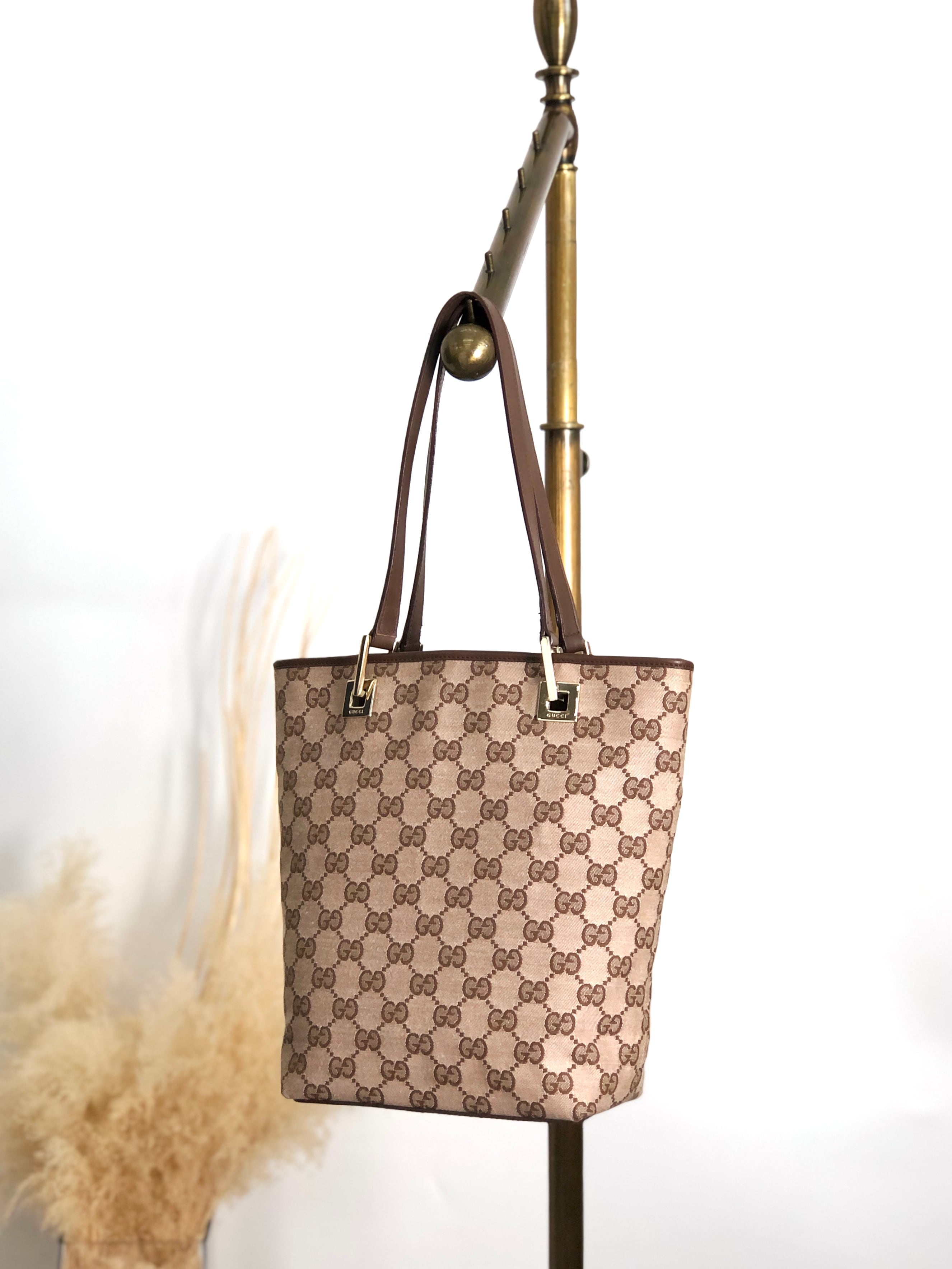 GUCCI グッチ GG ハンドバッグ ブラウン キャンバス トートバッグ