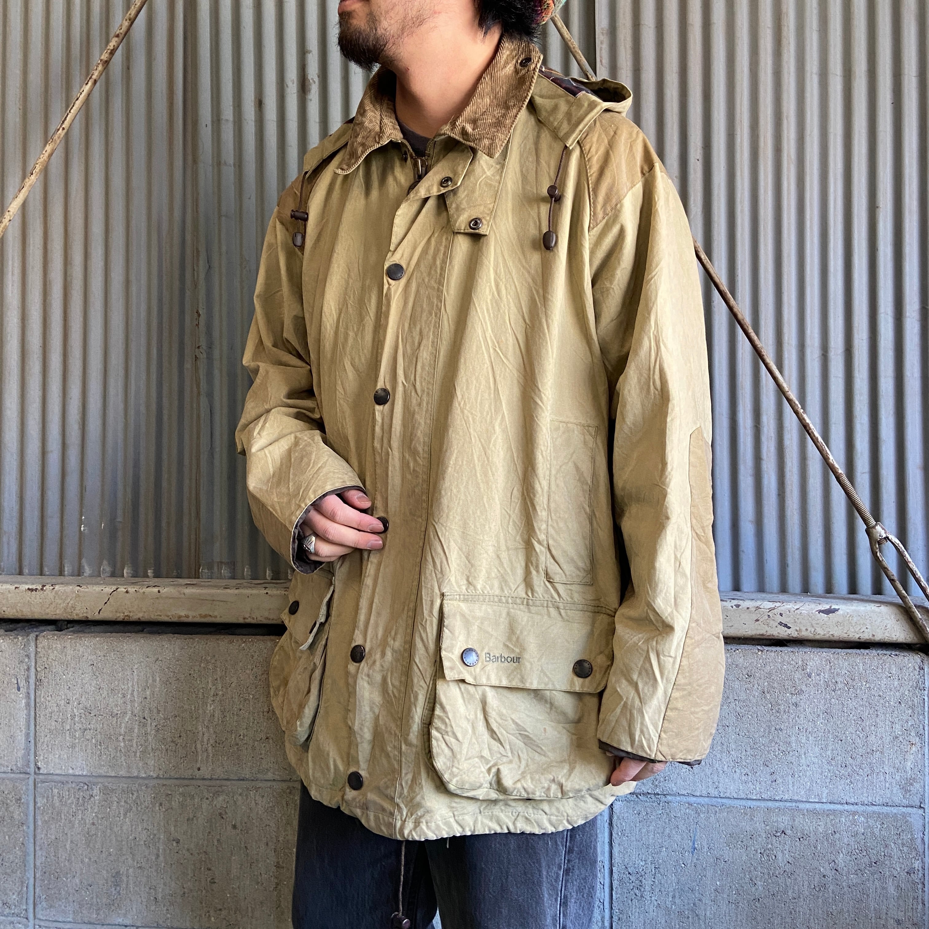 英国製 00年製 ビンテージ 縦3ワラント Barbour バブアー BEAUFORT 
