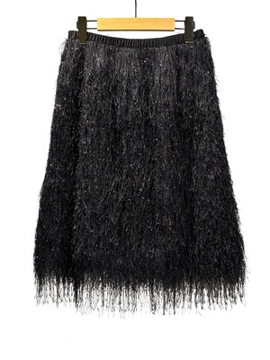 【26AW | WOMEN】Feng Chen Wang フェンチェンワン / スカート / Black Metallic Fringed Midi Skirt　FWF22SK16