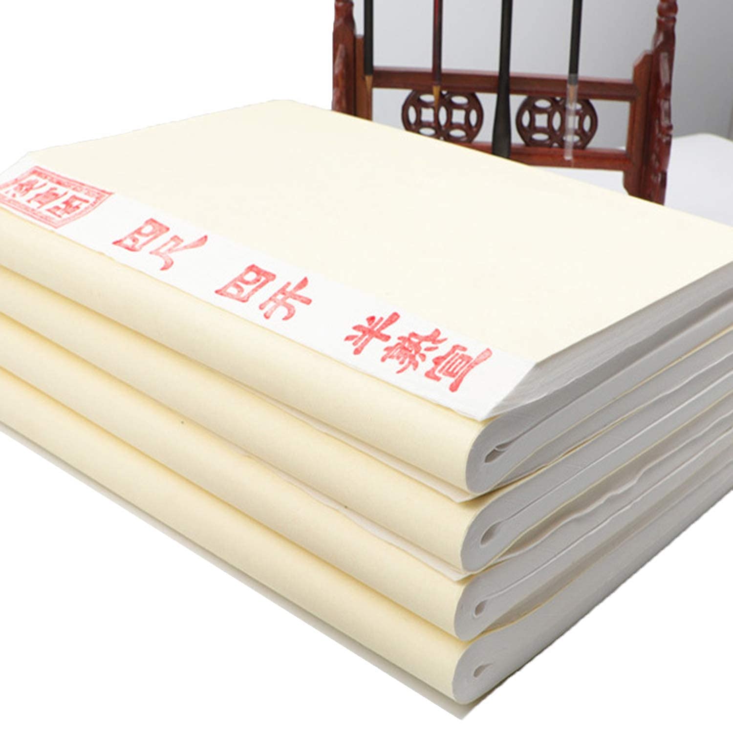 100枚の空白の中国の書道のライスペーパーの半生熟の宣紙 (書畫紙, 34x69cm)