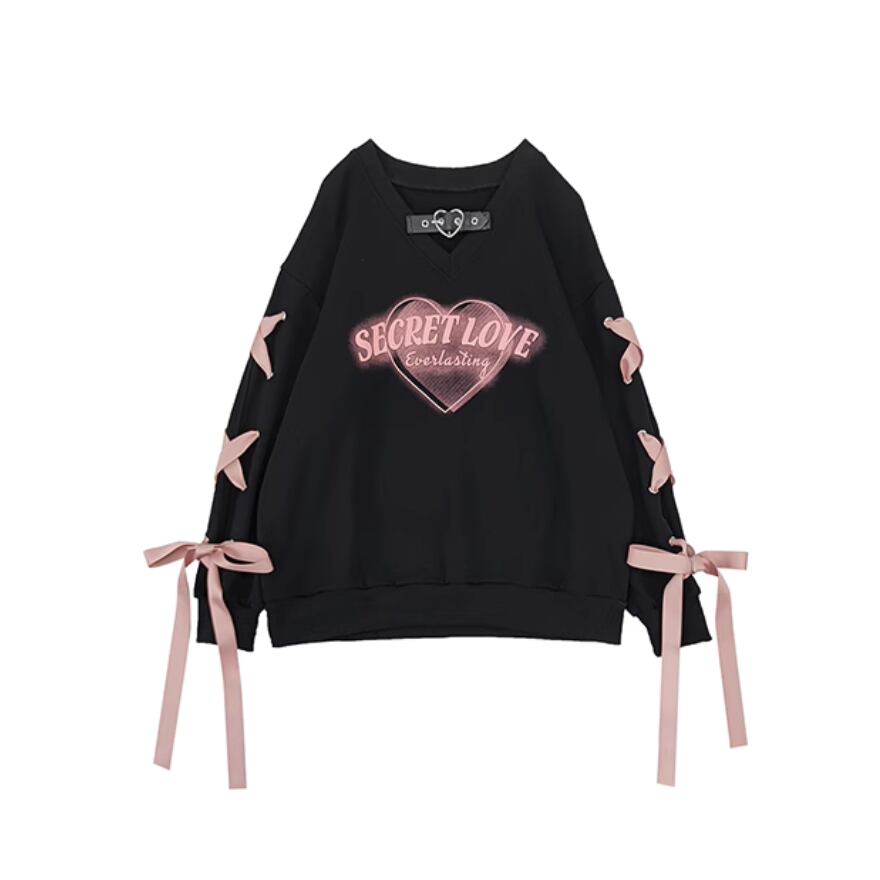 サブカル 服 地雷系 通販 ロリィタ Catwish トレーナー V ネック リボン クール JKファッション バンギャ