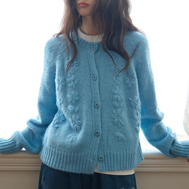 floral button knit cardigan