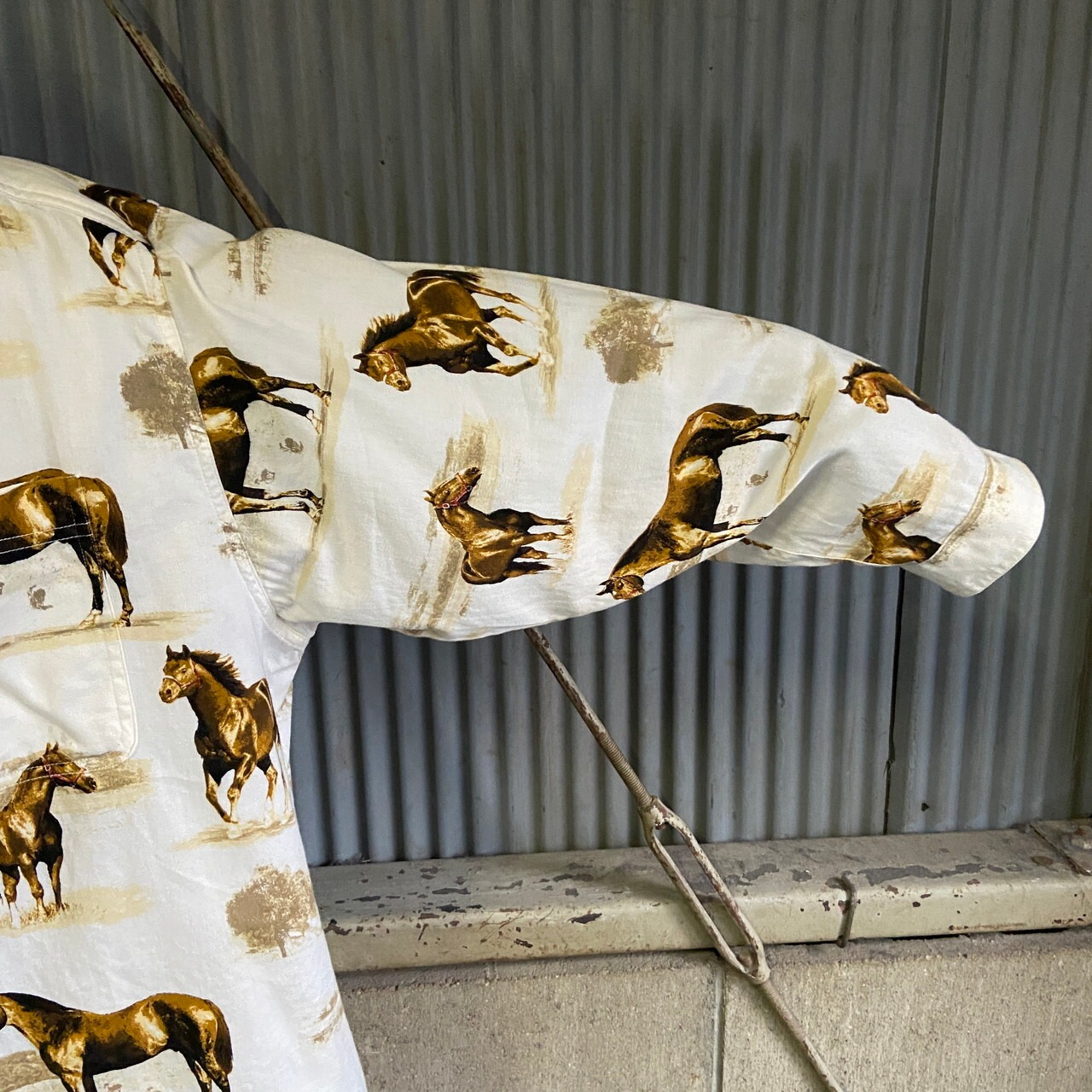 スーパービッグサイズ BIT＆BRIDLE 馬 アニマル コットンシャツ メンズ 