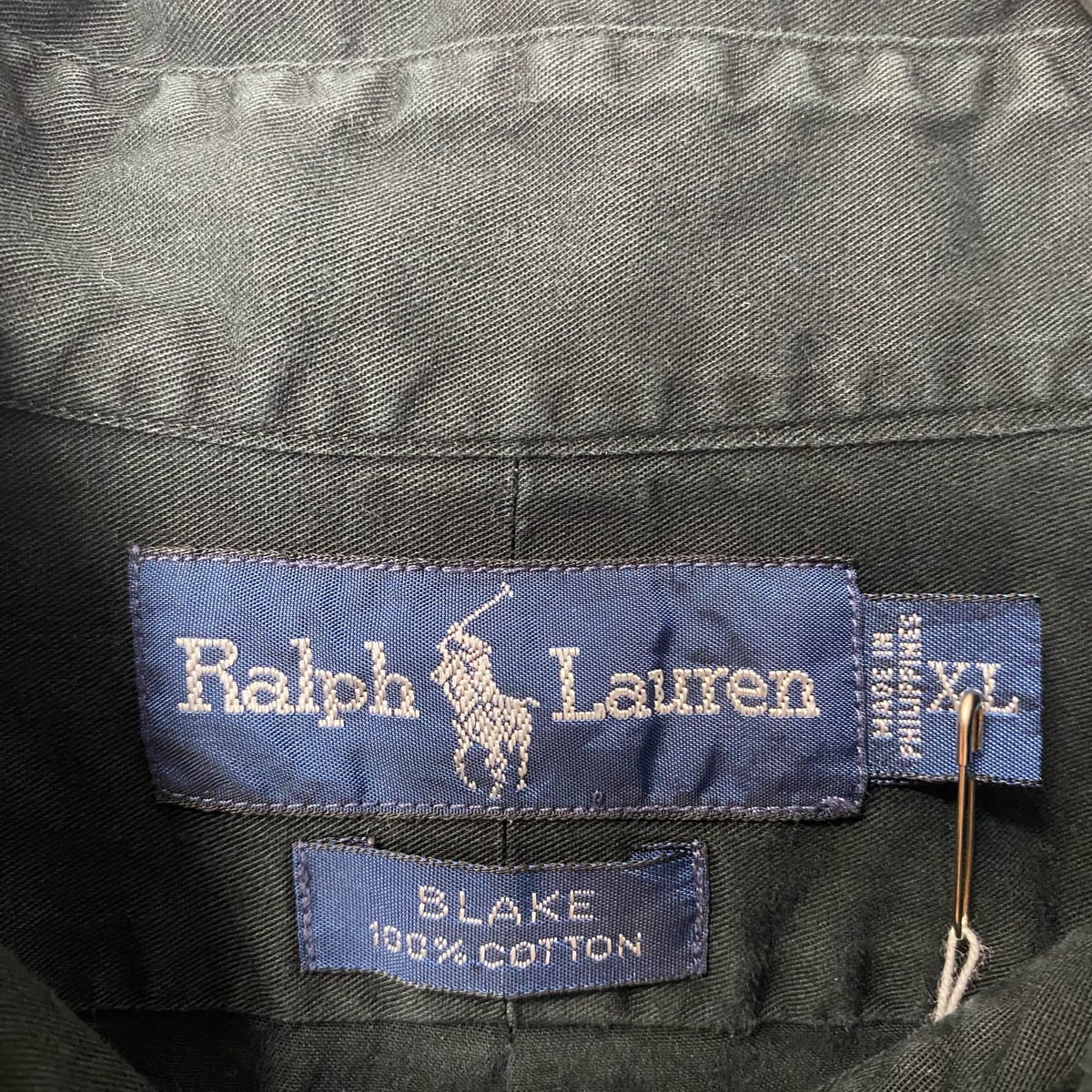 BLAKE ラルフローレン 90s 長袖シャツ ブラック 黒  刺繍 XL