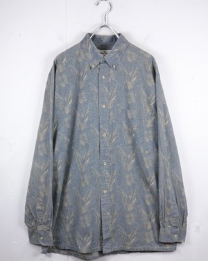 【Caka act2】“PIERRE BALMAIN” Flower Pattern L/S Cotton Shirt