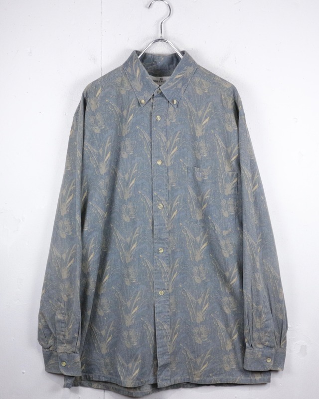 【Caka act2】“PIERRE BALMAIN” Flower Pattern L/S Cotton Shirt