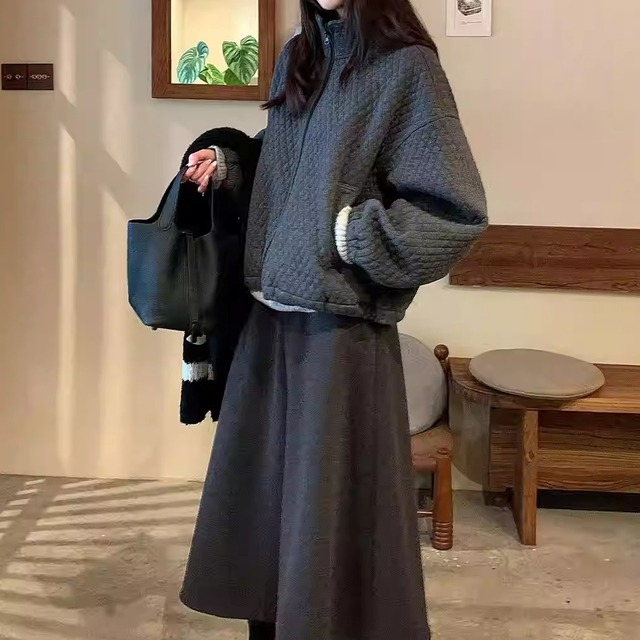 ジップアップ 腰丈 オーバーサイズ ブルゾンジャケット 1color ATO0149