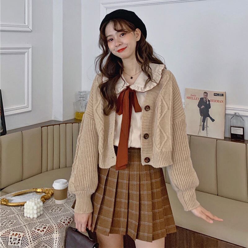 スタンダードセーター レディースオータムルーズカーディガンニットトップス ロング レトロ 秋物 萌量不足60328616205