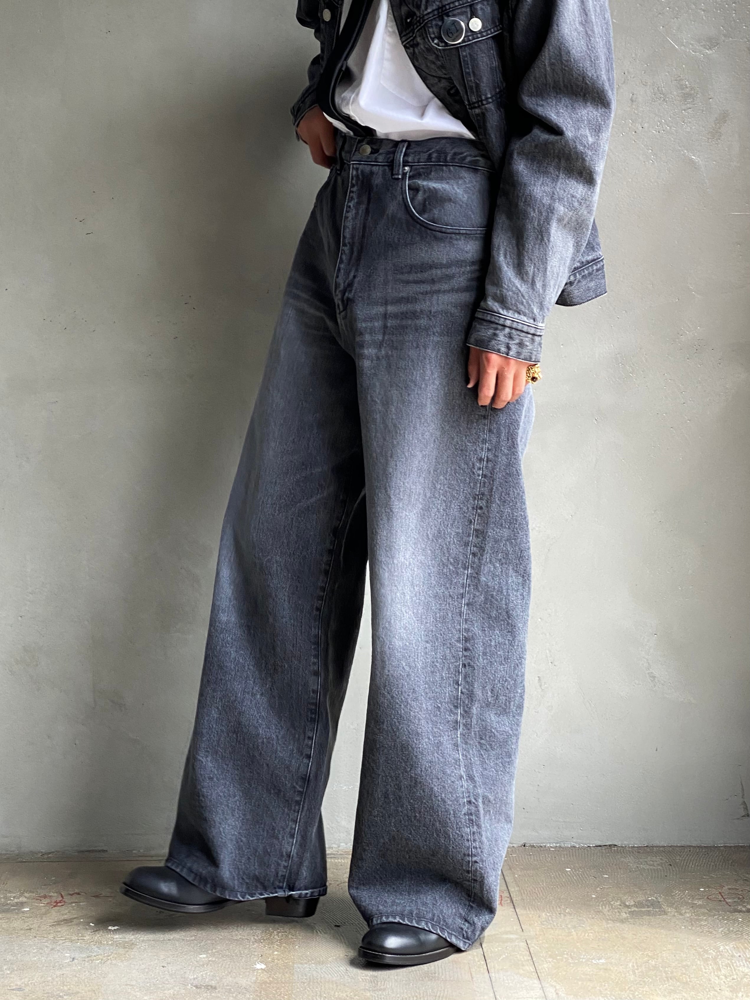 GEN IZAWA / Super buggy denim pants (black-wash) | TUNAGI JAPAN