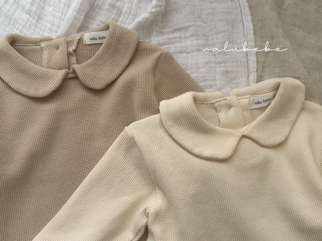 【valu bebe】ワッフルカラーカットソー ベージュ 60~80cm 240840