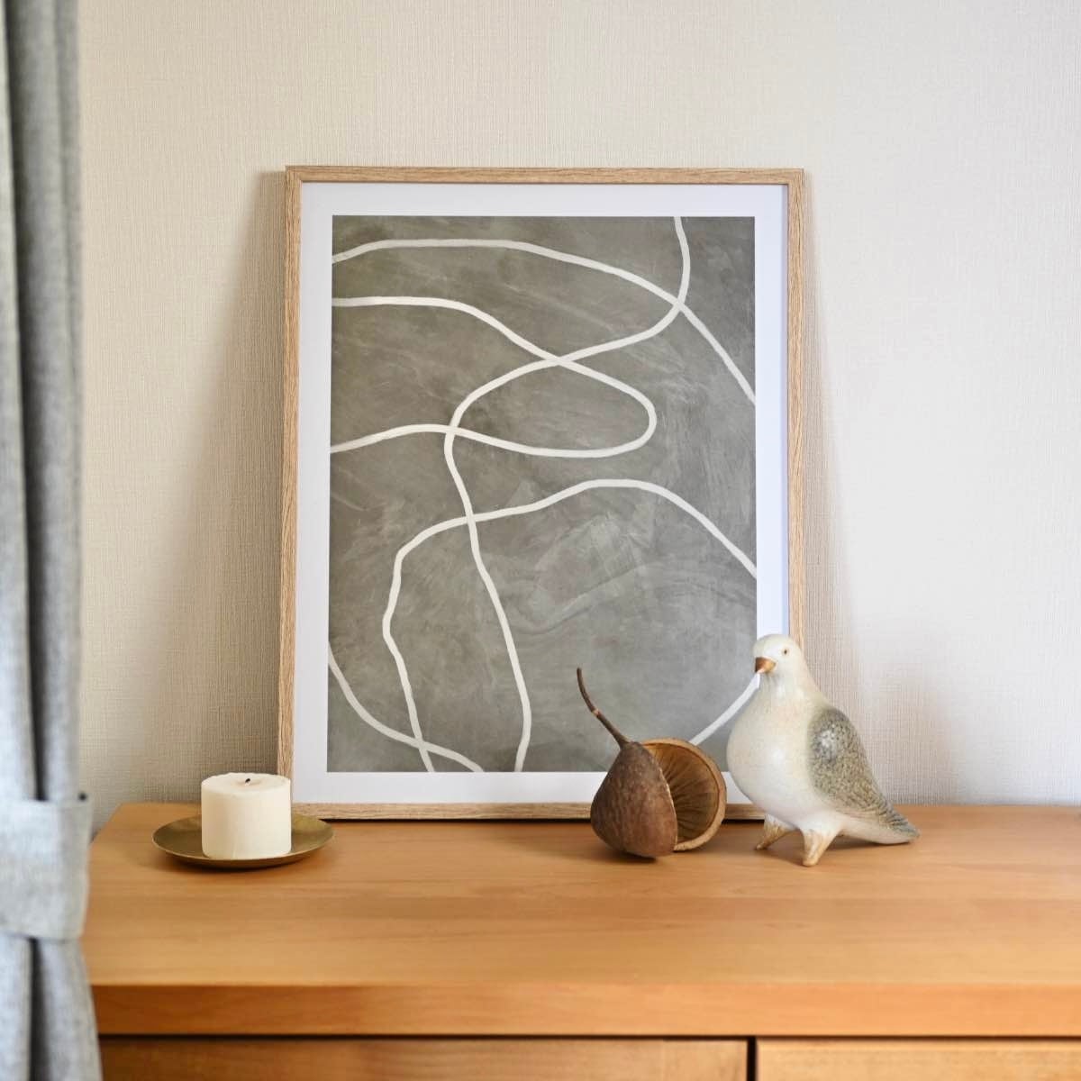 【 別送・送料込 】フロートライン アートフレーム|額 絵 モノトーン グレー ヴィンテージ 北欧 インテリア 雑貨店