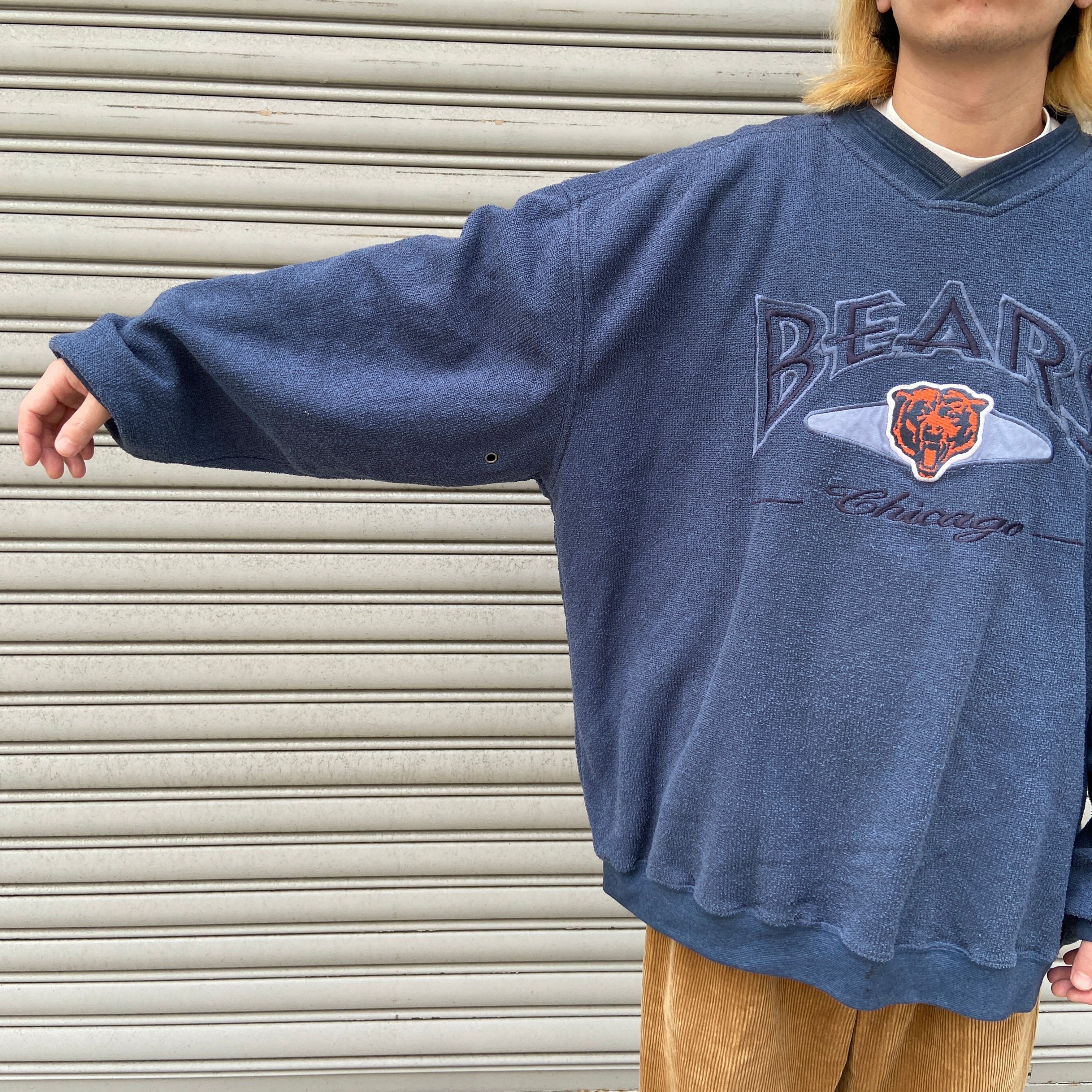 送料無料』90s シカゴベアーズ パイルスウェット Lee Vネック 送料無料』90s シカゴベアーズ パイルスウェット Lee Vネック