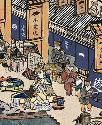 A3ポスター】 江戸の柴犬達（Shiba Inu dogs of the Edo period