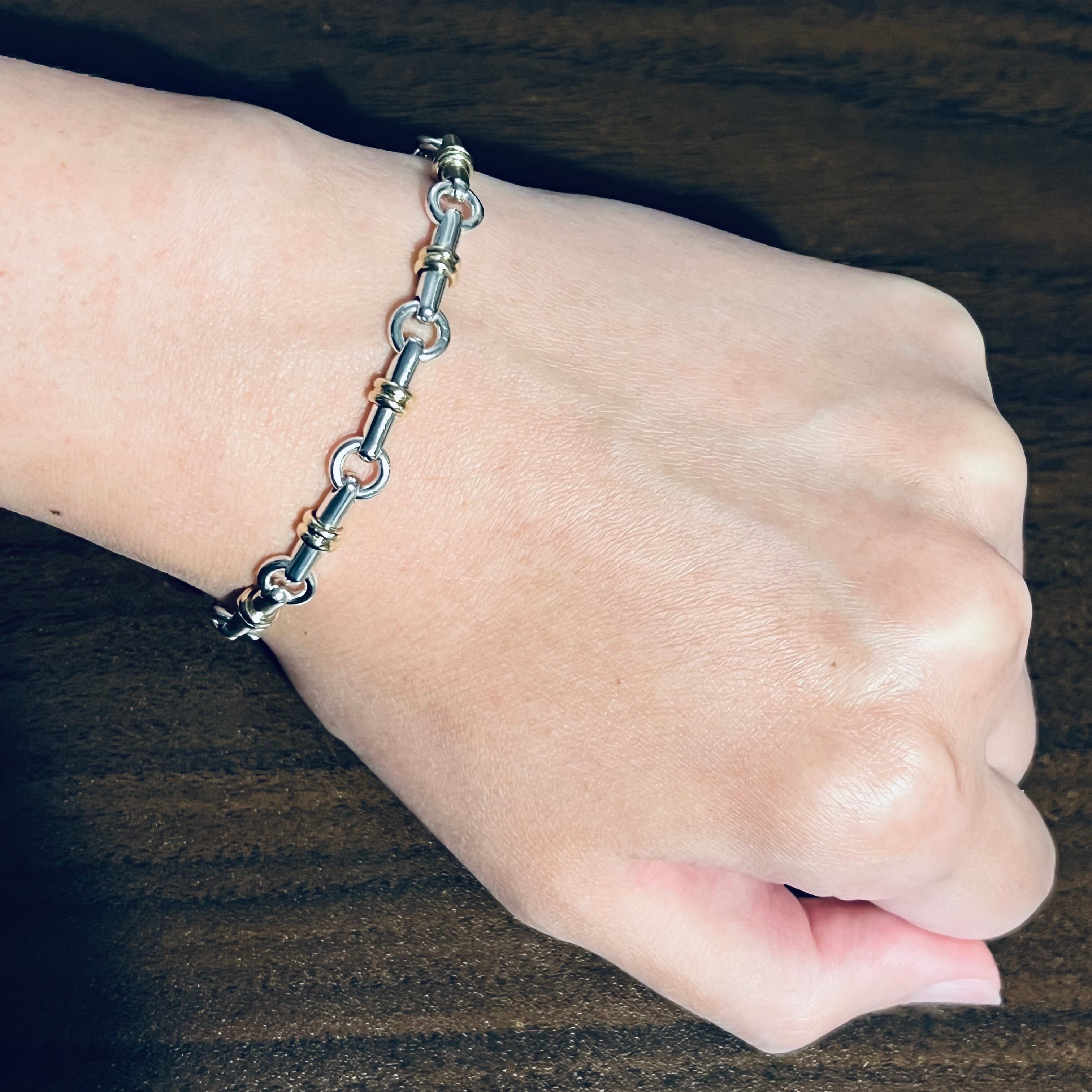 VINTAGE TIFFANY & CO. Bar Link Bracelet Sterling Silver & 18K Gold | ヴィンテージ  ティファニー バー リンク ブレスレット スターリング シルバー & 18K ゴールド | THE OLDER VINTAGE powered by  ...