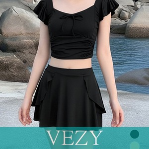 水着ビキニ2点セット 韓国風 水着2点セット フリル水着 大人ガーリー セパレート水着 パンツ付きミニスカート 露出控えめビーチウェア 夏 海 海水浴 ビキニ 水着 VEZY ベジー ItemNo.【23914882】