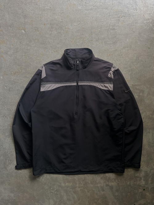 NIKE GOLF ナイキゴルフ ハーフジップ ジャケット M ブラック グレー スウッシュ 切り替え スタンドカラー