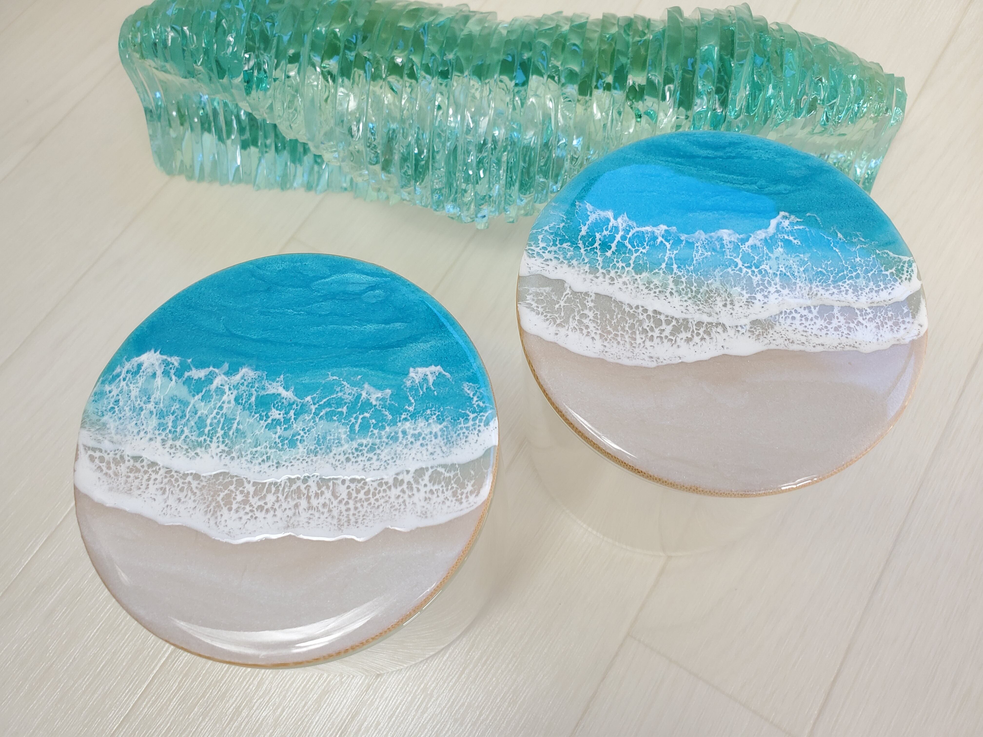 76.オーシャンレジンアートキャニスター(ターコイズブルー)