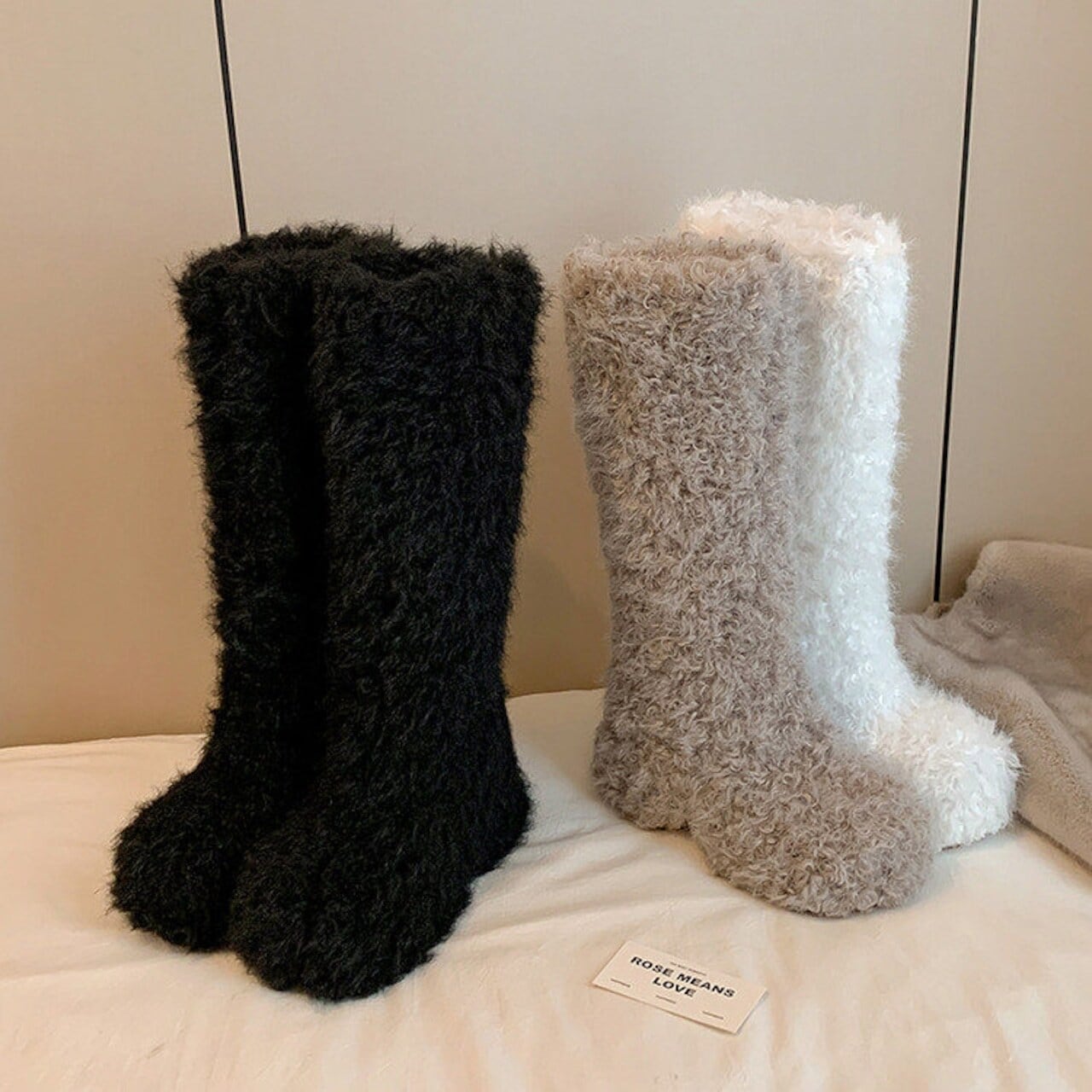 今だけ1000円OFF♪♪♪】ロングブーツ ふわもこ フェイクファーブーツ