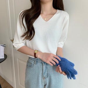 トップス デート カットソー ニットソー セーター 袖あり 半袖 Vネック かわいい 大人可愛い きれいめ シンプル カジュアル 大人 上品 おしゃれ お洒落 主役級 存在感 春 夏 秋 10代 20代 30代 レディース 女性用 OL 学生 デート お出かけ 公園デビュー 女子会 休日 イベント 旅行 着回し 普段使い ファッション コーデ 楽ちん モテ トレンド 流行 インスタ映え フリーサイズ 白 ホワイト 黒 ブラック 青 ブルー 緑 グリーン 紫 パープル