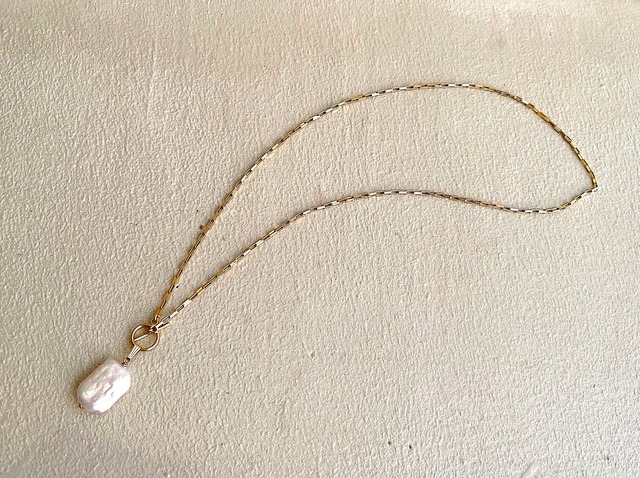 【14kgf】Square pearl box chain necklace