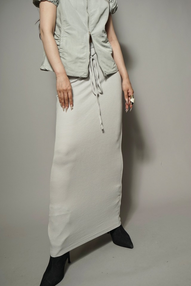 RIB MAXI SKIRT （GRAY) 2408-22-15
