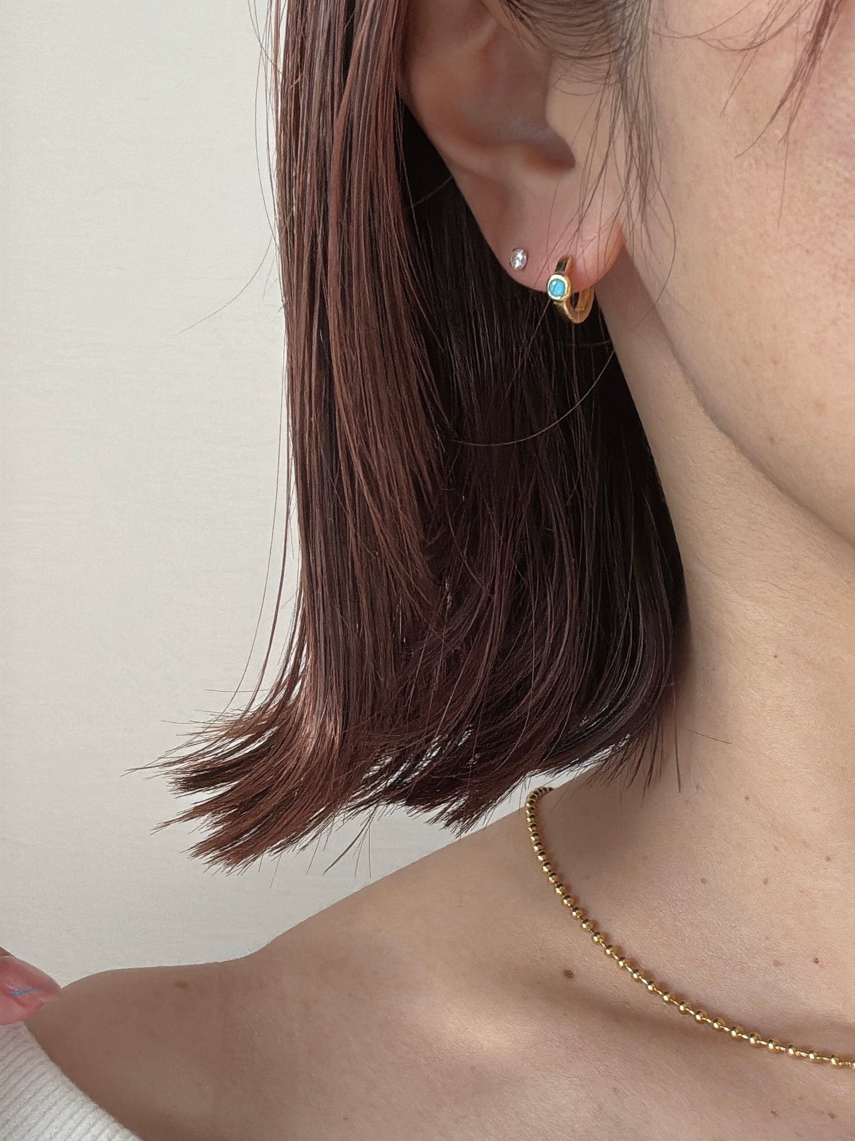 ターコイズカービング シンプルピアス ターコイズミニピアス | joie