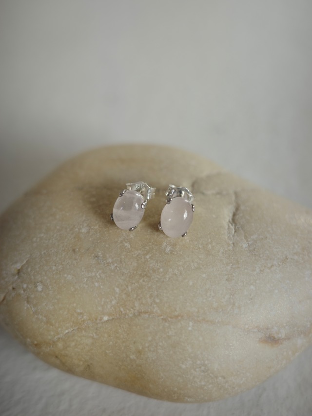 <vintage silver925>petit pink quartz pierece