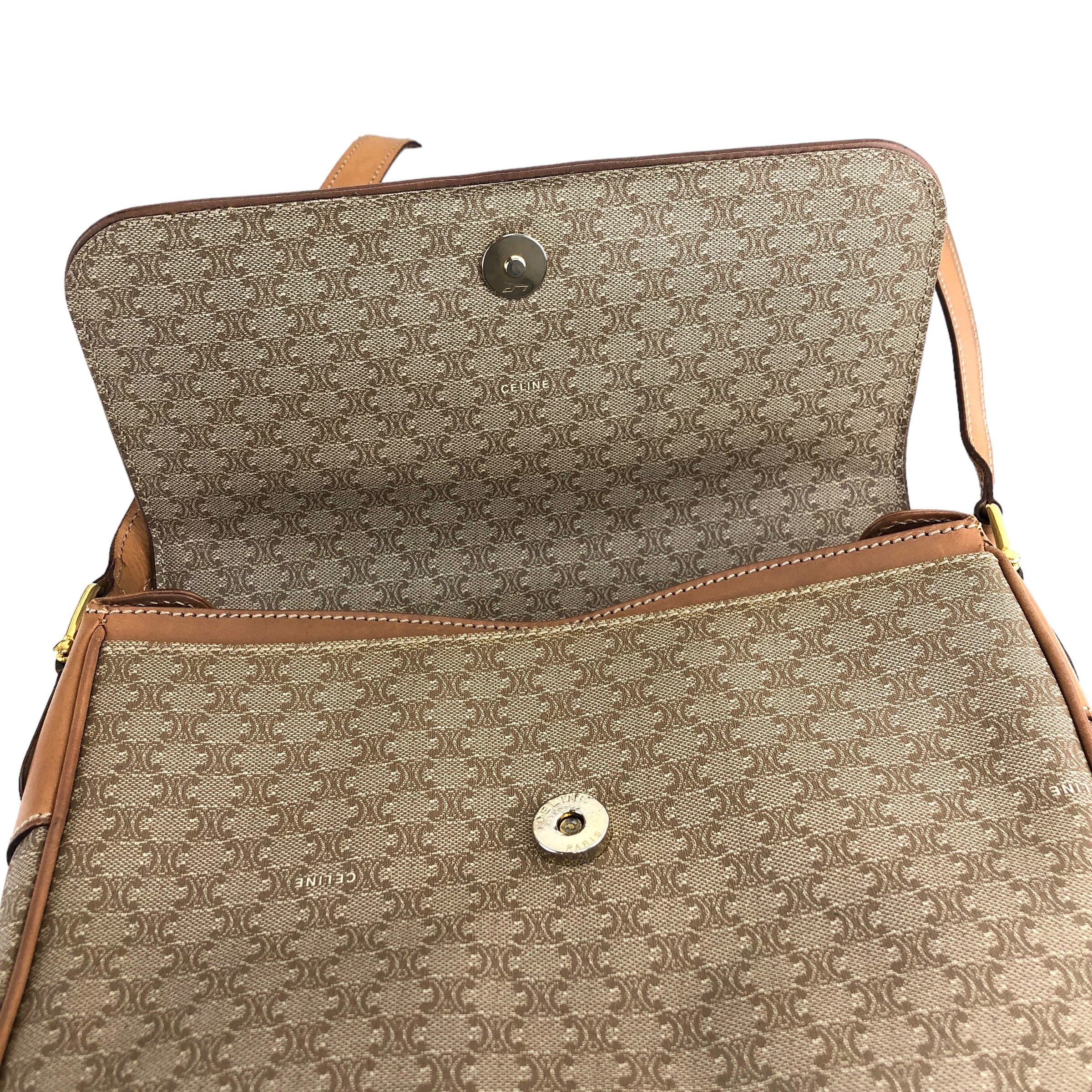 CELINE セリーヌ マカダム ショルダーバッグ ベージュ ブラゾン型押し