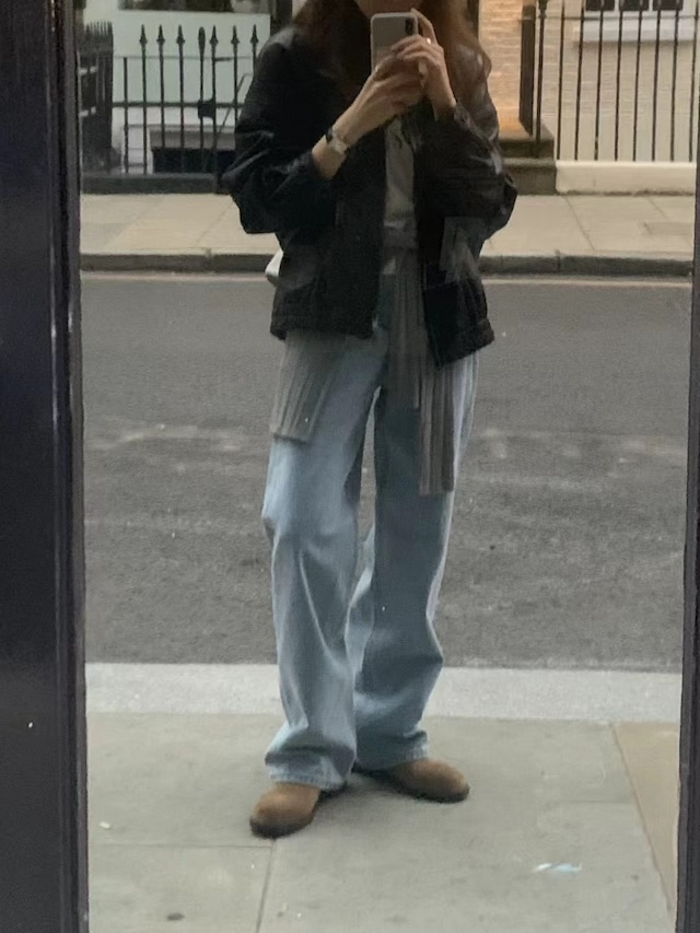 (即納) ounce / Row middle boots Black 23.0(36)