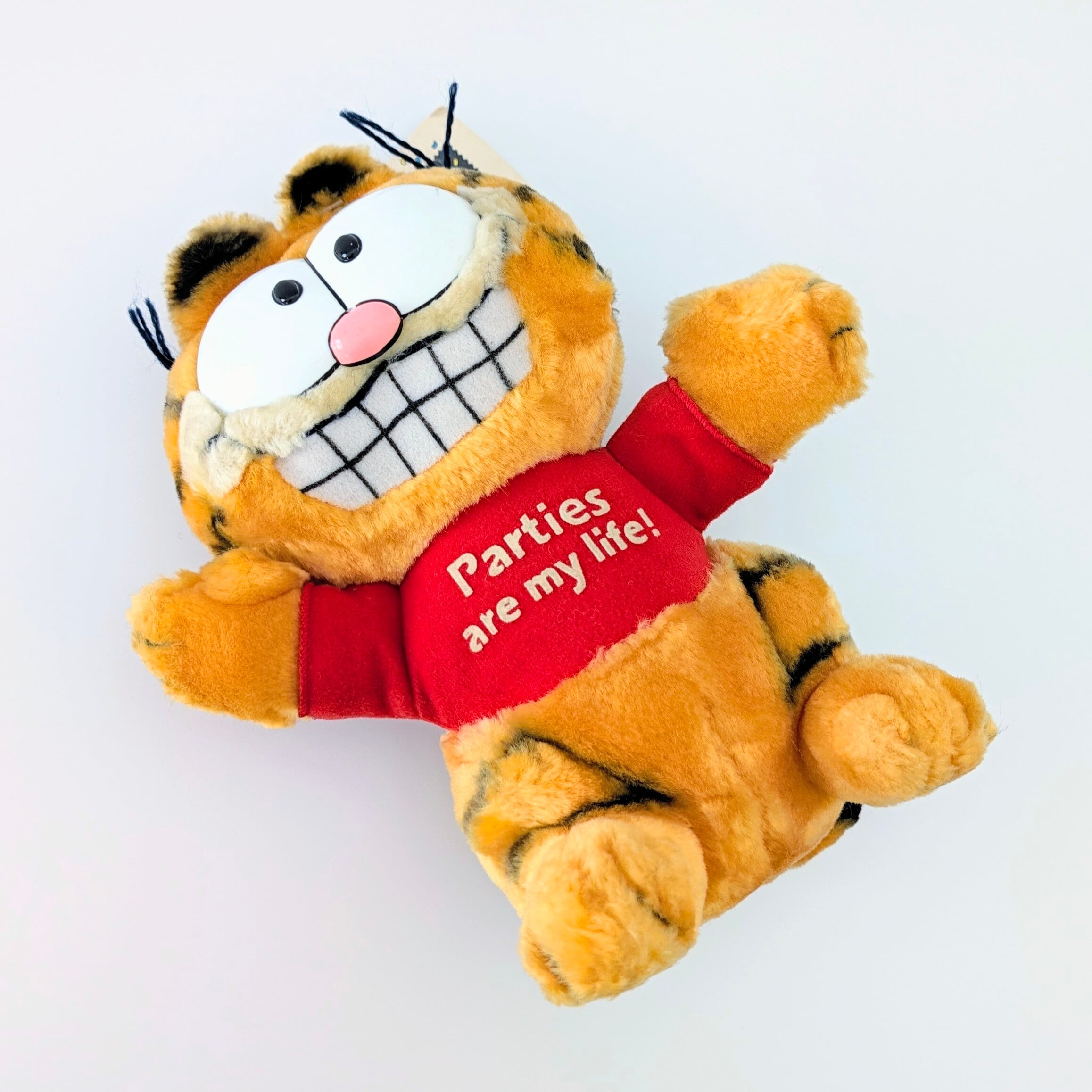 ☆ VINTAGE 1988 ☆【 Garfield ( ガーフィールド ) 】『 Garfield HAPPY HOLIDAYS Parties are my life!（パーティーは俺の人生！）』ガーフィールド10周年記念限定 / ぬいぐるみ / プラッシュ / plush / 1980年代年製 〚アメリカン雑貨 アメトイ〛